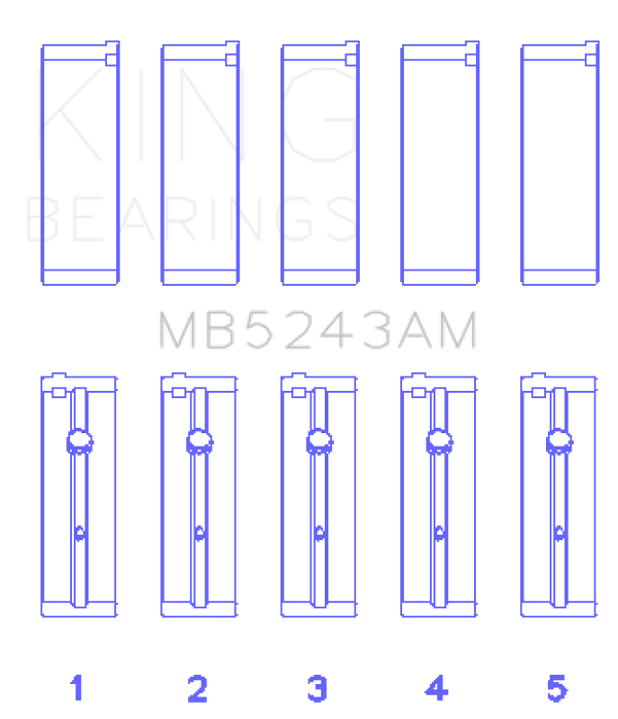 King Engine Bearings King Nissan SR20DE (Size 0.25mm) Performance Main Bearing Set MB5243AM0.25 MB5243AM0.25 Photo - Primary