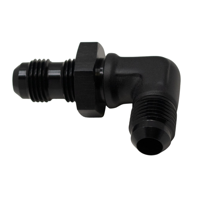 DeatschWerks 6AN Male Flare to 6AN Male Flare Bulkhead Adapter 90-Degree - Anodized Matte Black 6-02-0710-B 6-02-0710-B Photo - Primary
