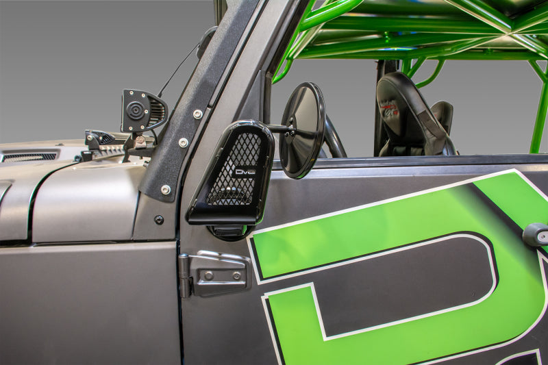 DV8 Offroad 07-18 Jeep Wrangler JK Tubular Trail Mirrors D-JP-190050-B D-JP-190050-B Photo - Mounted