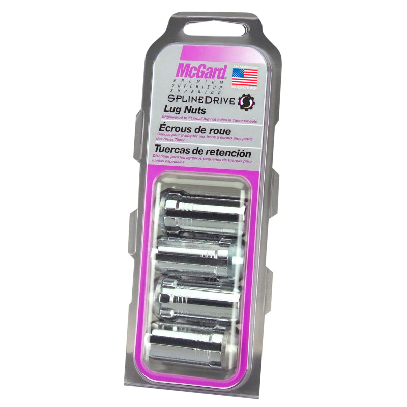 McGard SplineDrive Lug Nut (Cone Seat) 1/2-20 / 1.60in. Length (4-Pack) - Chrome (Req. Tool) 65340 65340 Photo - in package