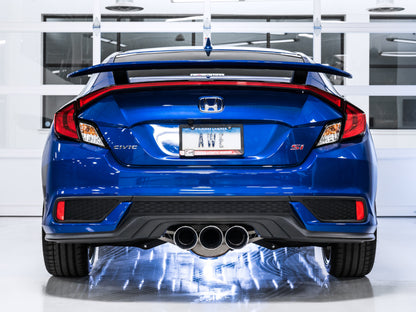 AWE Tuning 17-20 Honda Civic Si 1.5L Turbo Triple Tip Conversion Kit - Chrome Silver Tip 3810-52018 3810-52018 Photo - Mounted