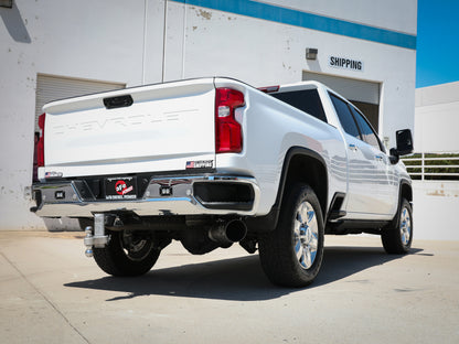aFe Large Bore-HD 5 IN 409 SS DPF-Back Exhaust System w/Black Tip 20-21 GM Truck V8-6.6L 49-44125-B 49-44125-B Photo - Mounted