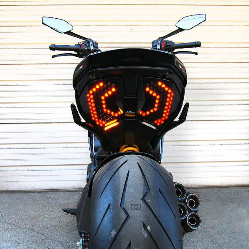 New Rage Cycles 23-24 Ducati Diavel V4 Rear Turn Signals w/Side Mount License Plate DV4-RB-SIDE