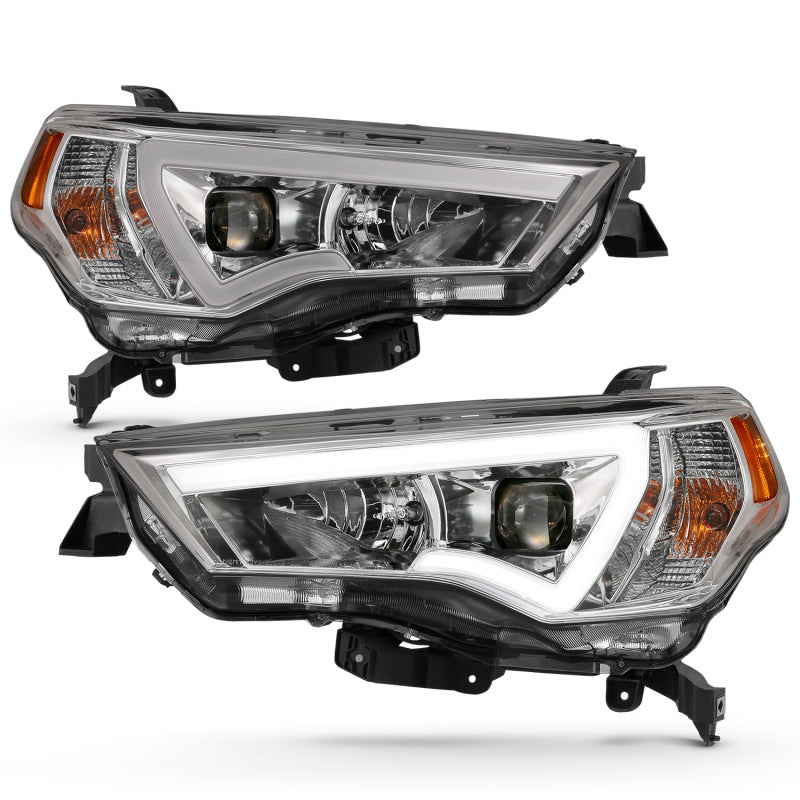 ANZO 14-18 Toyota 4 Runner Plank Style Projector Headlights Chrome w/ Amber 111417 111417 Photo - Primary