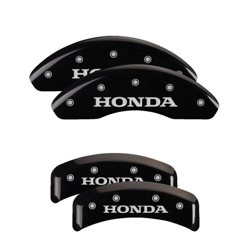 MGP 4 Caliper Covers Engraved Front & Rear Honda Black finish silver ch 20130SHONBK 20130SHONBK Photo - Primary