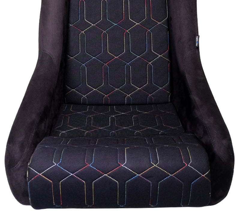 NRG FRP Bucket Seat (Black w/ Multi Color Geometric Pattern) - Large FRP-300-MGEO-BK FRP-300-MGEO-BK Photo - Primary
