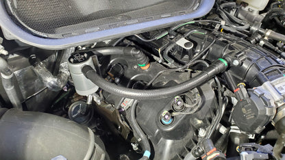 J&L 15-22 Ford Transit 150/250/350 3.5L EcoBoost Passenger Side Oil Separator 3.0 - Clear Anodiz 3025P-C 3025P-C Photo - Mounted
