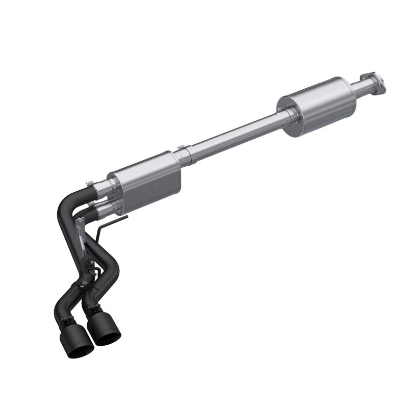 MBRP 2021+ Ford F150 Black Coated Dual Pre-Axle (Street Profile) 2.5in OD Tips 3in Cat Back Exhaust S5219BLK S5219BLK Photo - Primary