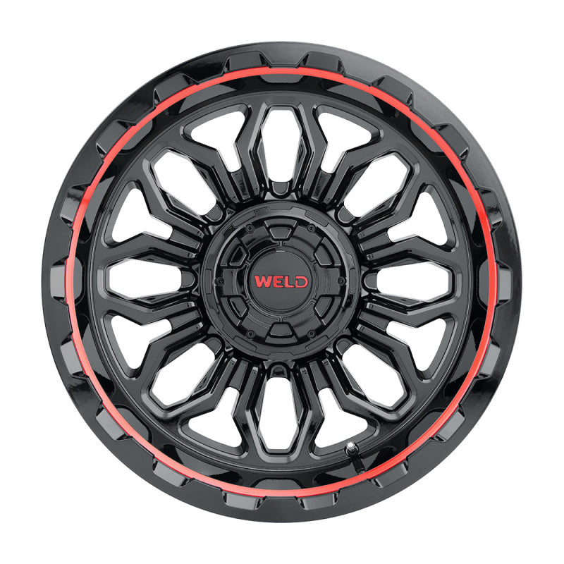 Weld Off-Road W140 20X10 Flare 6X135 6X139.7 ET-18 BS4.75 Gloss Black MIL Red 106.1 W14000098475 W14000098475 Photo - Primary