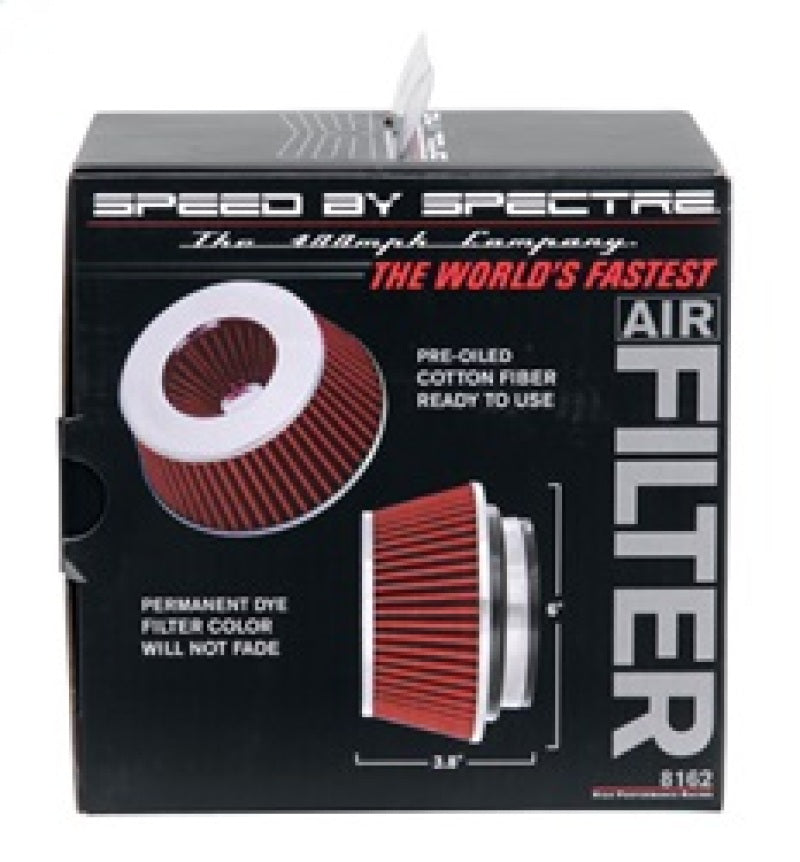 Spectre Adjustable Conical Air Filter 2-1/2in. Tall (Fits 3in. / 3-1/2in. / 4in. Tubes) - Red 8162 8162 Photo - in package