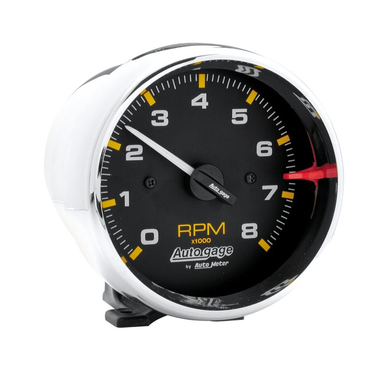Autometer Gauge, Tach, 3 3/4", 8K Rpm, Pedestal, Blk Dial Chrome Case, Autogage 2301 Photo - Primary