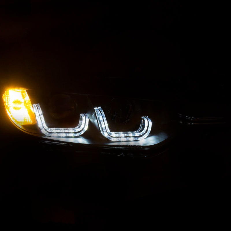 Anzo 2012-2015 BMW 3 Series Projector Headlights w/ U-Bar Black 121504 Photo - Mounted