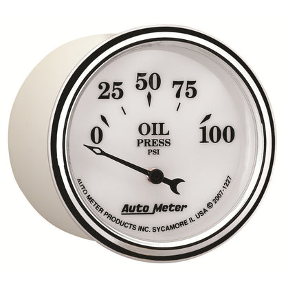 AutoMeter Gauge Oil Press 2-1/16in. 100PSI Elec Old Tyme White II 1227 1227 User 5