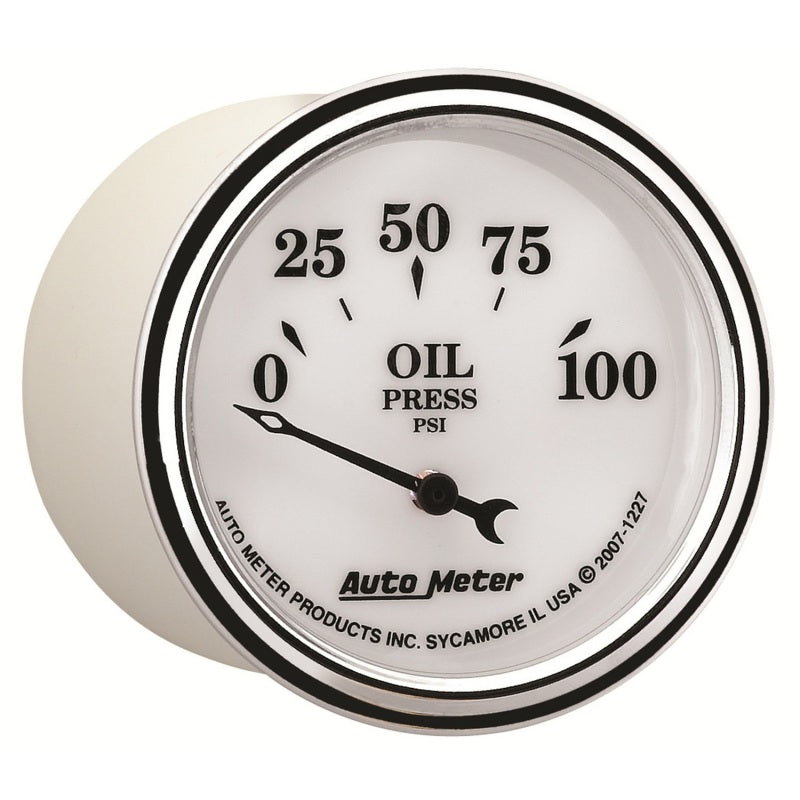 AutoMeter Gauge Oil Press 2-1/16in. 100PSI Elec Old Tyme White II 1227 1227 User 5