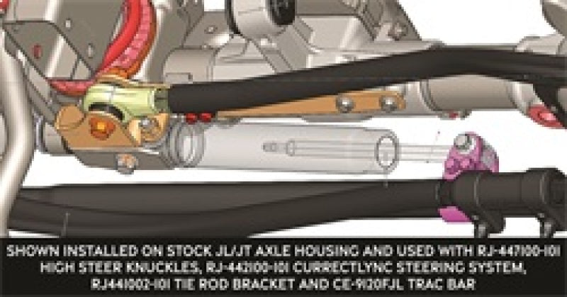 RockJock JL/JT Currectlync High Steer Trac Bar and Steering Stabilizer Shock Relocation Bracket RJ-441110-101 RJ-441110-101 Technical Drawing