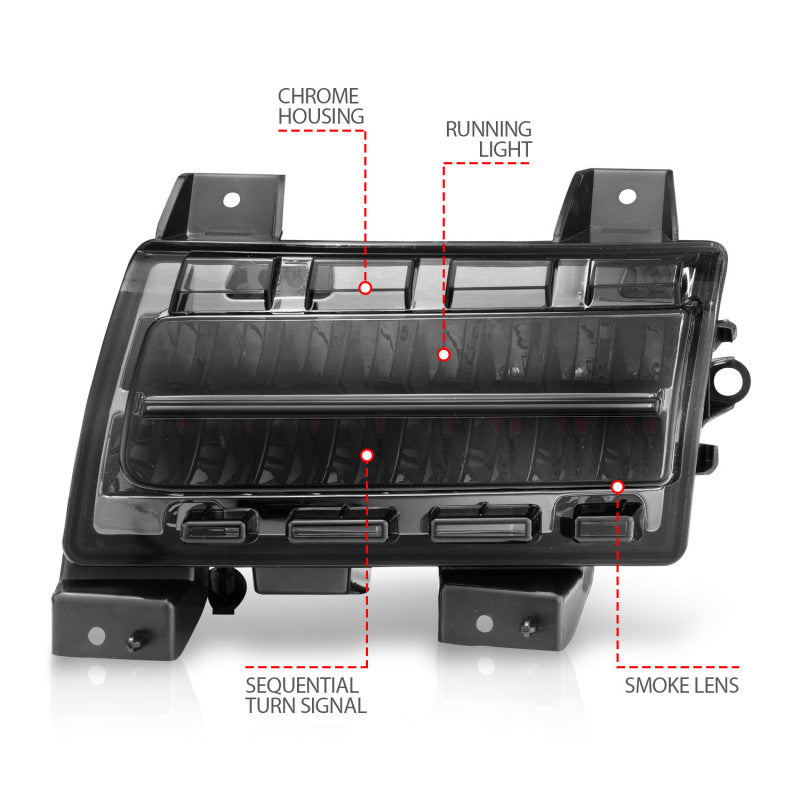 ANZO 2018-2021 Jeep Wrangler LED Side Markers Chrome Housing Smoke Lens w/ Seq. Signal Sport Bulb 511085 511085 User 3