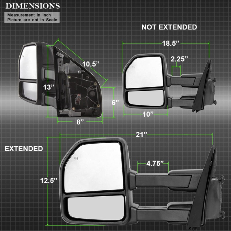 SPYDER xTune 15-17 Ford F-150 Heated Telescoping Mirrors (Pair) (MIR-FF15015-G4-PWH-SET) 9943058 9943058 Photo - Unmounted