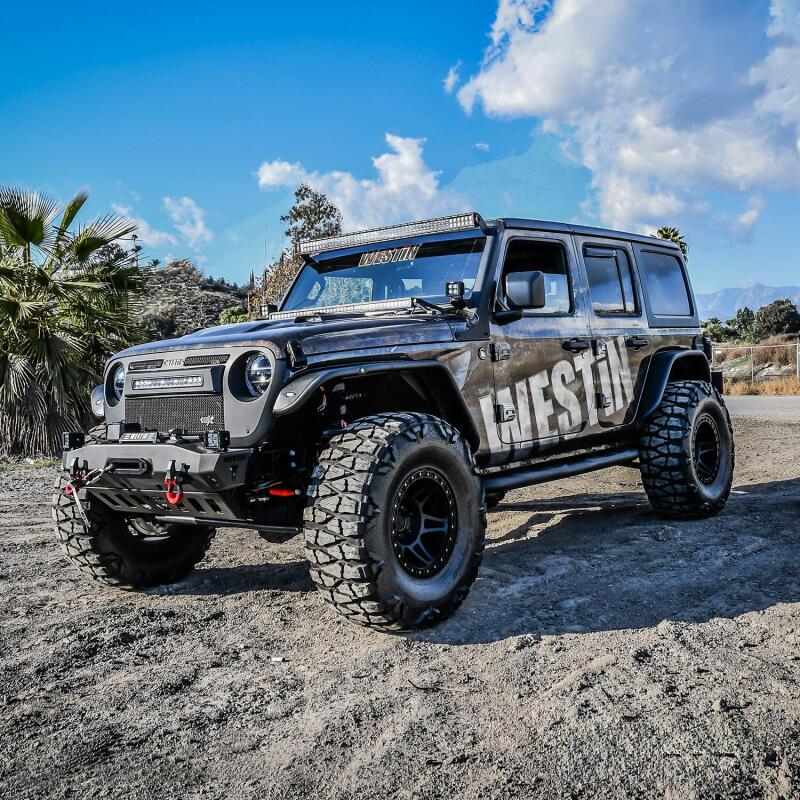 Westin 18-22 Jeep Wrangler JLU 4dr. E-Series 3 Nerf Step Bars - Tex. Blk 23-4065 23-4065 Photo - Mounted
