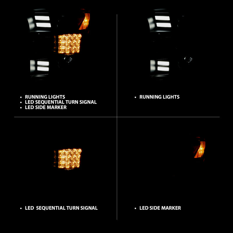 ANZO 15-17 Ford F-150 Proj Headlights w/ Plank Style Design Chrome w/ Amber Sequential Turn Signal 111409 111409 Photo - Unmounted