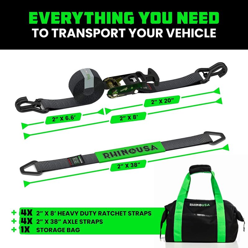 Rhino USA Heavy Duty Vehicle Tie Down Kit- Green 2IN-HDKIT-GRN 2IN-HDKIT-GRN User 1