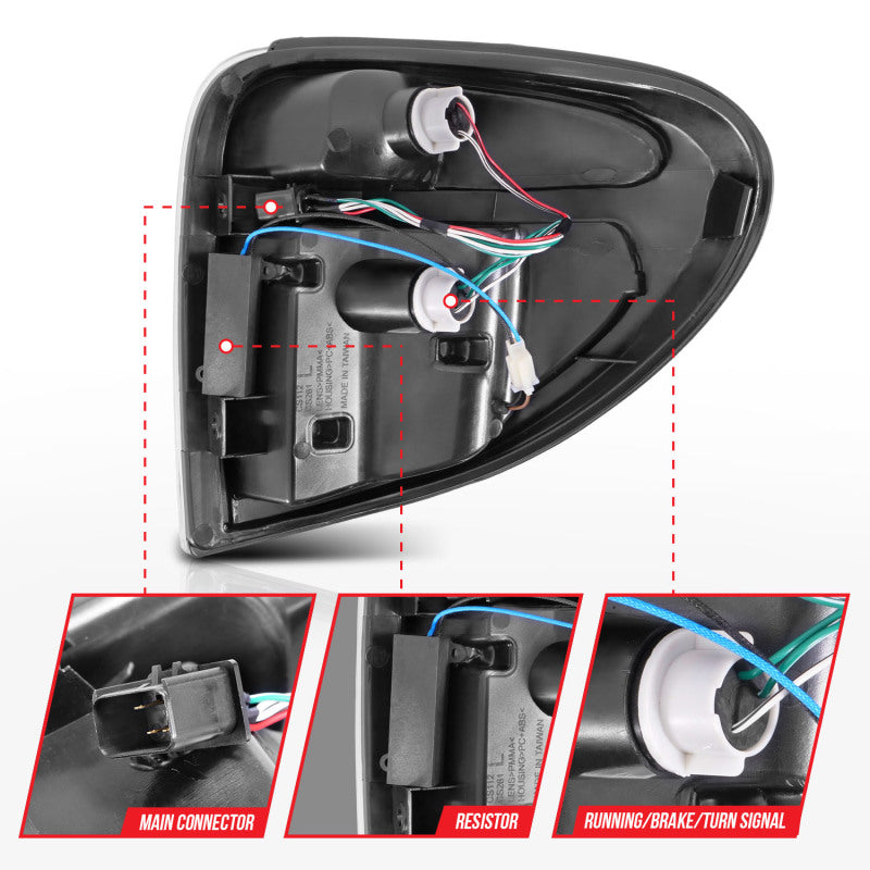 ANZO 2004-2007 Dodge Grand Caravan LED Tail Lights w/ Light Bar Chrome Housing Clear Lens 311367 311367 Photo - Unmounted