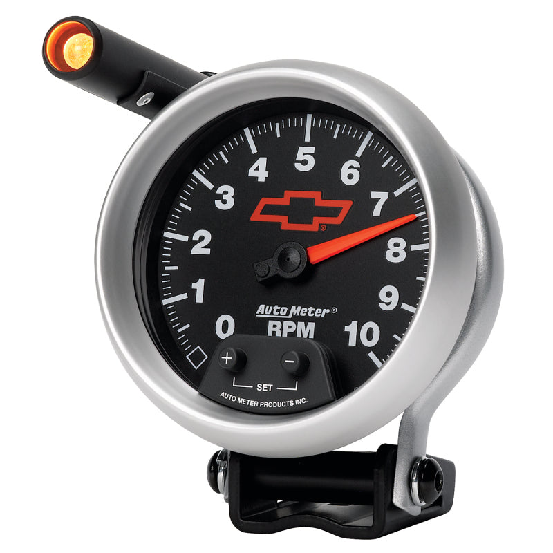 Autometer Tacho 3 3/4" 10k RPM Pedestal w Quick-Lite GM Bowtie Black 3690-00406 User 5