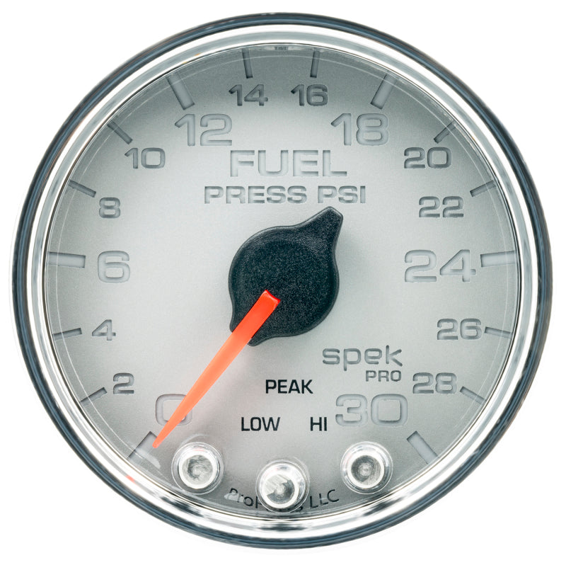 Autometer Spek-Pro Gauge Fuel Press 2 1/16in 30psi Stepper Motor W/Peak & Warn Slvr/Chrm P31621 P31621 User 1