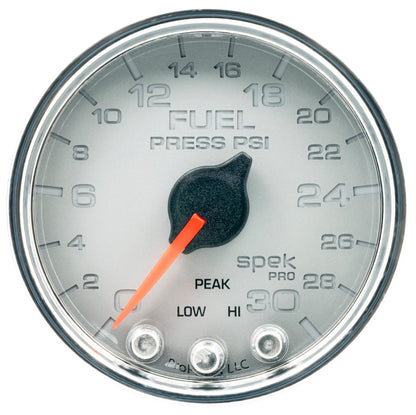 Autometer Spek-Pro Gauge Fuel Press 2 1/16in 30psi Stepper Motor W/Peak & Warn Slvr/Chrm P31621 P31621 User 1