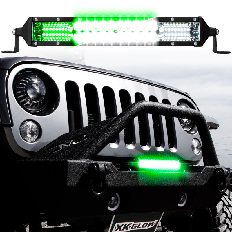 XKGLOW XK Glow 2-in-1 LED Light Bar w/ White and Hunting Green Flood and Spot Work Light 30In XK063030