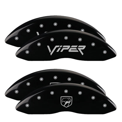 MGP 4 Caliper Covers Engraved Front Gen 2/Viper Engraved Rear Gen 2/Snake Black finish silver ch 12203SSNPBK 12203SSNPBK Photo - Primary
