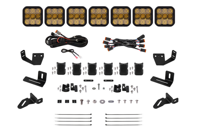 Diode Dynamics Prinsu/Sherpa Roof Racks- SS5 7-Pod CrossLink Mounting Kit - Sport Yellow Combo DD7825 DD7825 Photo - Primary