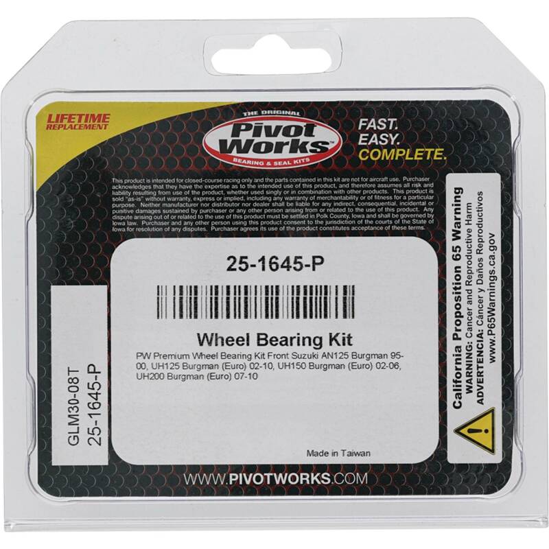 Pivot Works Honda, Suzuki Wheel Bearing Kit Premium Bearings 25-1645-P 25-1645-P Photo - Primary