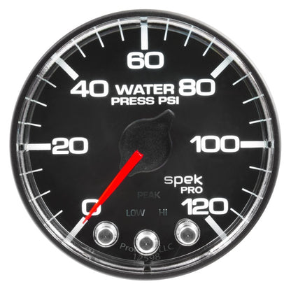 Autometer Spek-Pro Gauge Water Press 2 1/16in 120psi Stepper Motor W/Peak & Warn Blk/Chrm P345318 P345318 User 1