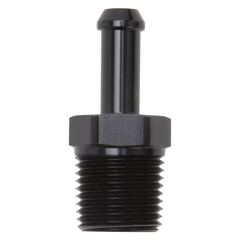 Edelbrock Hose Fittings, Straight, 1/2" NPT to 3/8" Barb, Black Anodize 8185 Photo - Primary