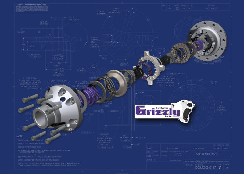 Yukon Gear & Axle Yukon Gear Grizzly Locker For Dana 60 / 4.10 & Down / 30 Spline YGLD60-3-30 YGLD60-3-30 Technical Drawing