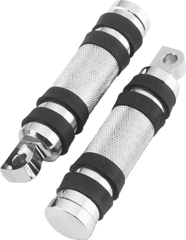 Bikers Choice Big Twin & XL Chrome Knurled Male Mount Footpegs W/Rubber Bands Pr. 490485 490485 Photo - Primary