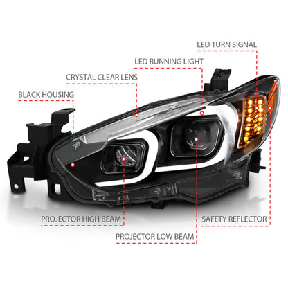 Anzo 2014-2015 Mazda 6 Projector Headlights w/ Plank Style Design Black 121516 Photo - out of package