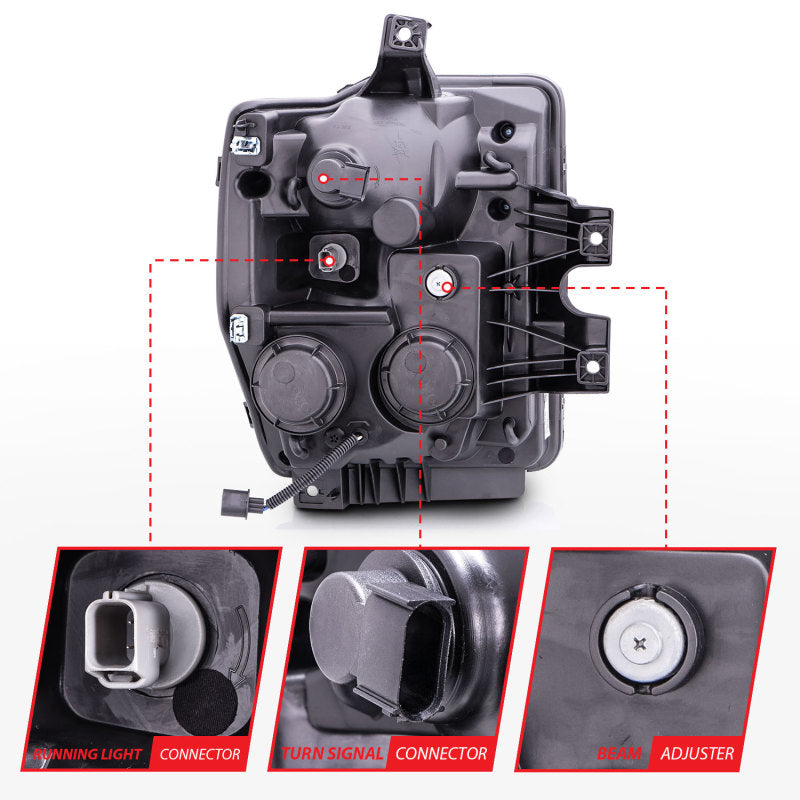 Anzo 2008-2010 Ford F-250 Projector Headlights w/ Halo Black (CCFL) 111168 Photo - Unmounted