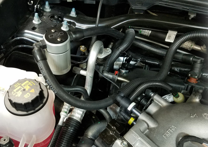 J&L 10-19 Ford Flex EcoBoost V6 Passenger Side Oil Separator 3.0 - Clear Anodized 3035P-C 3035P-C Photo - Mounted