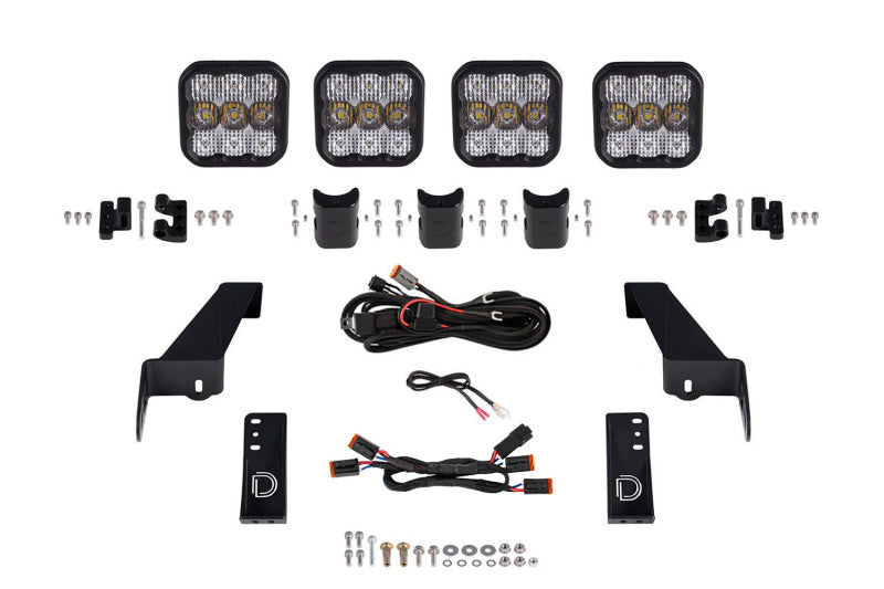 Diode Dynamics Jeep JL SS5 4-Pod CrossLink Grille Lightbar Kit Pro - White Combo DD7268 DD7268 Photo - Primary
