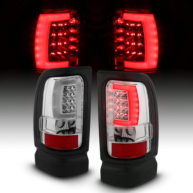 ANZO 1994-2001 Dodge Ram 1500 LED Taillights Plank Style Chrome w/ Clear Lens 311341 311341 Photo - Unmounted