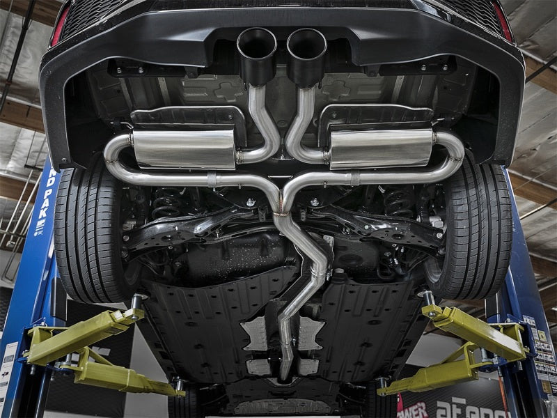 aFe Takeda 3in 304 Stainless Steel Cat-Back Exhaust System w/ Black Tips 49-36621-B Photo - Mounted