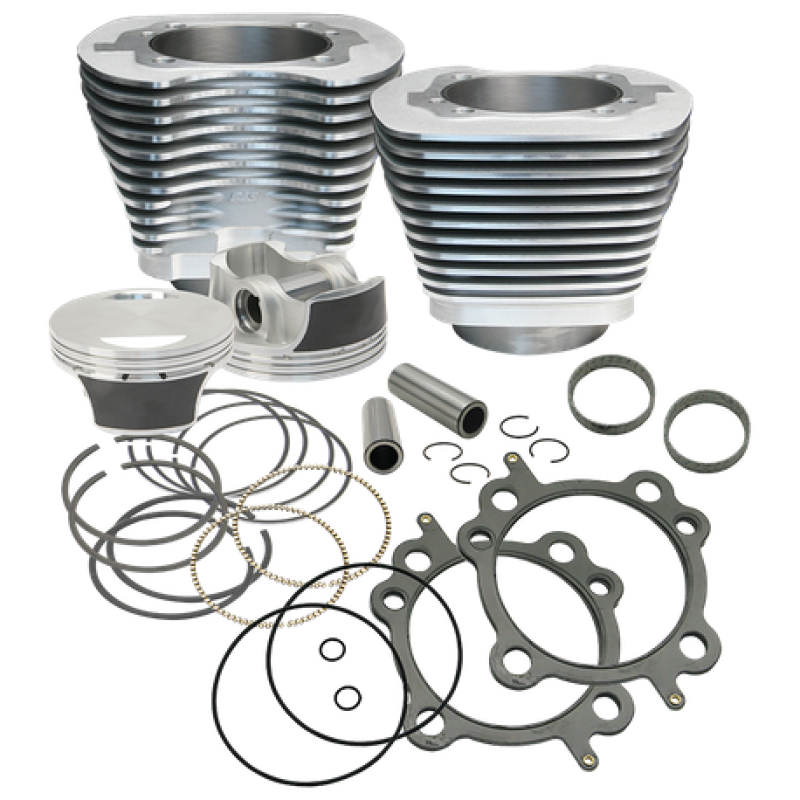 S&S Cycle 07-17 BT 106in Big Bore Cylinder Kit - Silver 910-0202