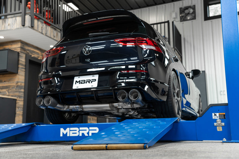 MBRP 2022 Volkswagon Golf R MK8 T304 Stainless Steel 3in Cat-Back, Quad Rear Exit- Carbon Fiber Tips S46133CF S46133CF Photo - Close Up