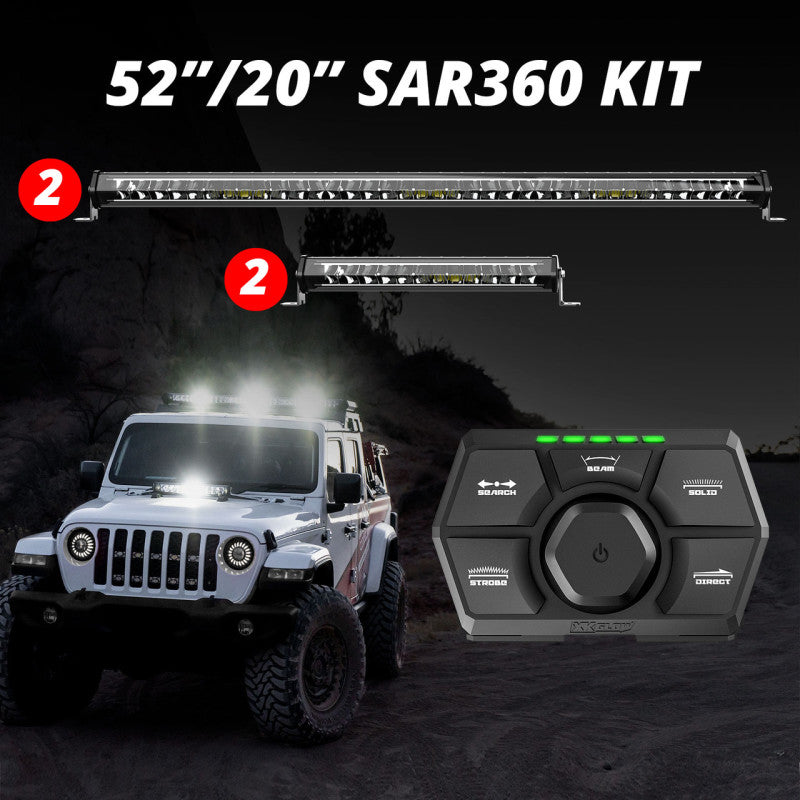 XKGLOW XK Glow SAR360 Light Bar Kit Emergency Search and Rescue Light System (2)52In (2)20In XK-SAR360-3311