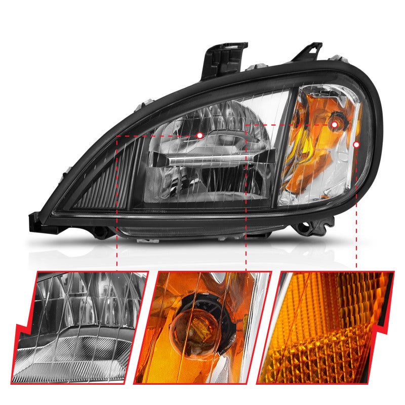 ANZO 1996-2013 Freightliner Columbia LED Crystal Headlights Black Housing w/ Clear Lens (Pair) 131028 131028 Photo - Unmounted