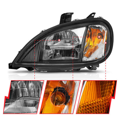 ANZO 1996-2013 Freightliner Columbia LED Crystal Headlights Black Housing w/ Clear Lens (Pair) 131028 131028 Photo - Unmounted