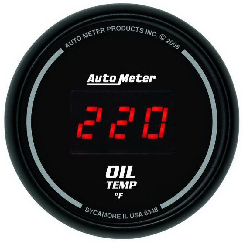 Autometer Gauge, Oil Temp, 2 1/16", 340 Deg F, Digital, Black Dial W/ Red Led 6348 Photo - Primary