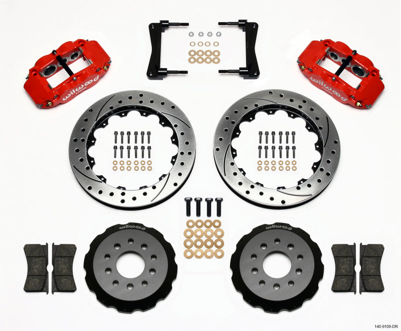 Wilwood FNSL6R Front Hat Kit, 13.06", Drill, Red, 2005-2014 Mustang 140-9109-DR Photo - Primary