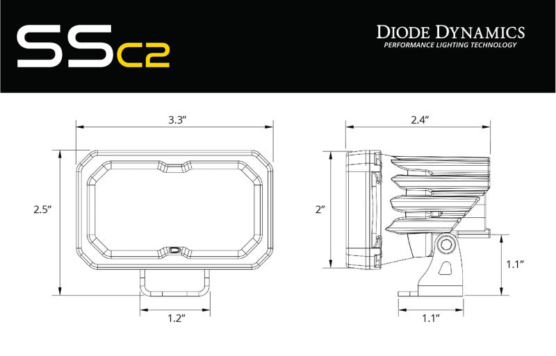 Diode Dynamics Stage Series 1 1/2 In Roll Bar Chase Light Kit SSC2 Pro - Yellow (Pair) DD7733 DD7733 User 7
